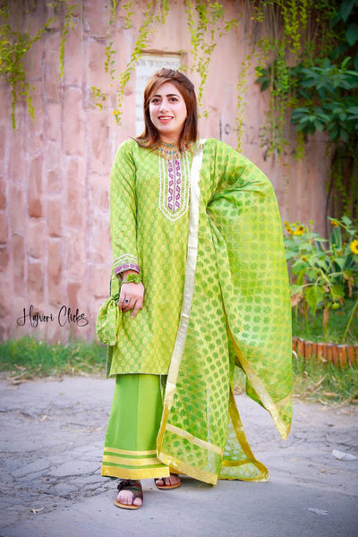 ED02 Pistachio-Jacquard-Full-Suit | Fariha G