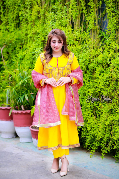 ED08 Yellow Frock Suit | Fariha G
